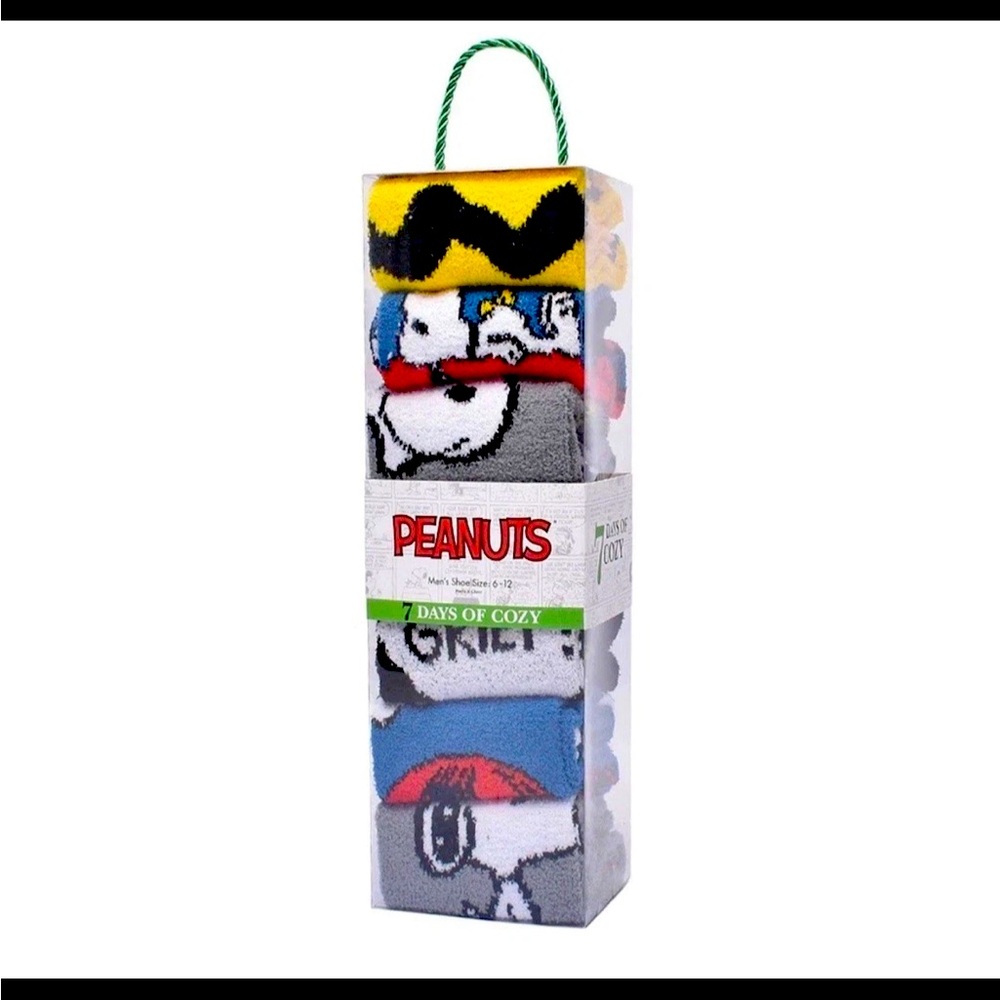NEW PEANUTS Men's 7 Days of Cozy Multicolor Long Socks Size: 10/13 Shoe Sz: 6-12